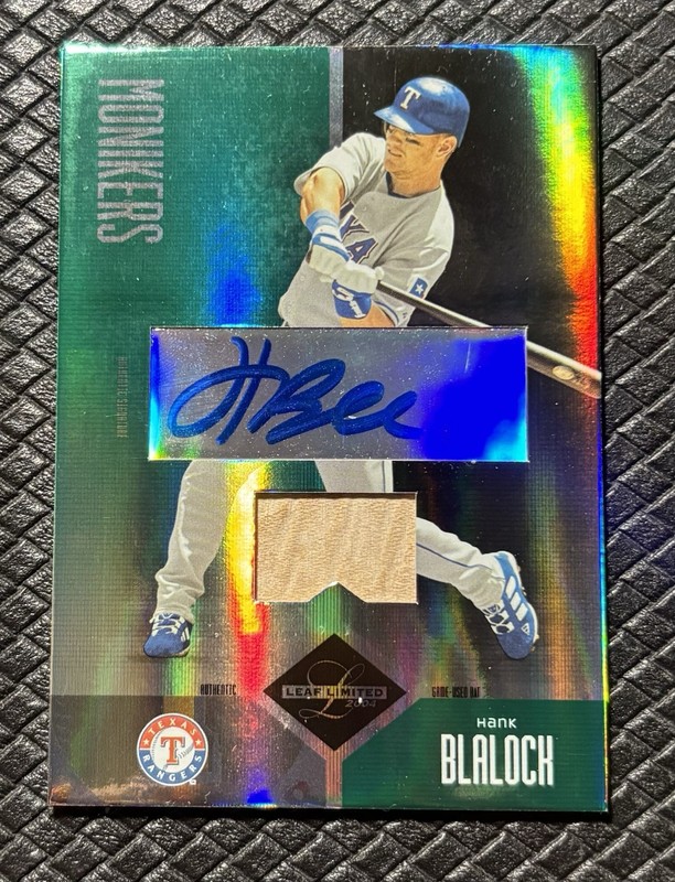 HANK BLALOCK 2004 Leaf Limited Mirror Emerald Game Used Bat Auto /50 Rangers