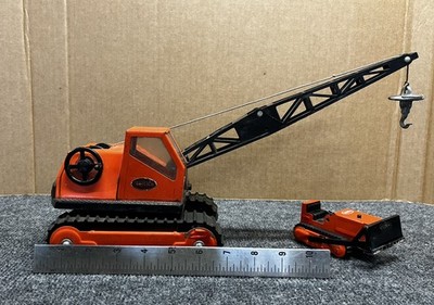 Vintage Tonka Orange Crane And Bulldozer 5-1/2' Tall,  Collector Condition 