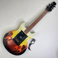 VTG Crosley CD/AM/FM Radio Full Size Replica Guitar Fire Flames PARTIALLY WORKS