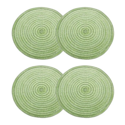 Runde, geflochtene Tischsets, 30,5 cm, rutschfest runde Tischsets, Grün, 4 Stück - Bild 1 von 4
