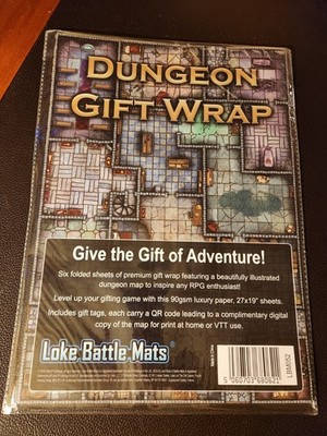 Dungeon Gift Wrap by Loke Battle Mats 27''x19'' 6 Sheets + QR Code for Digital Map