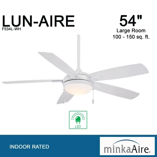 Minka Aire Lun-Aire 54" Ceiling Fan - White 5-Blade - Picture 4 of 5