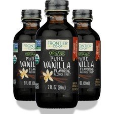 Frontier -Op Co-Op Organic Pure Vanilla Flavoring 2 Fl Oz Alcohol Free 3 Pack