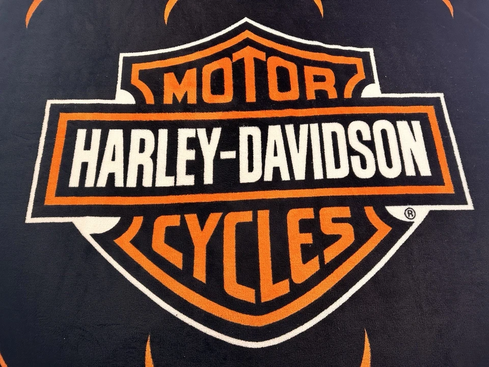 Manta Harley Davidson clásica de felpa súper suave negra llamas Foto 3 de 4