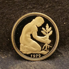 1979-D Germany (West, BRD) 50 pfennig, Munich, nice cameo proof, KM-109