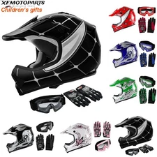 DOT Youth Kids Bike Motorcycle Helmet with Goggles Gloves for Christmas Gift