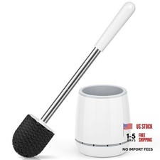 Toilet Brush, Toilet Brush and Holder with 304 Stainless Steel Handle, 1 White