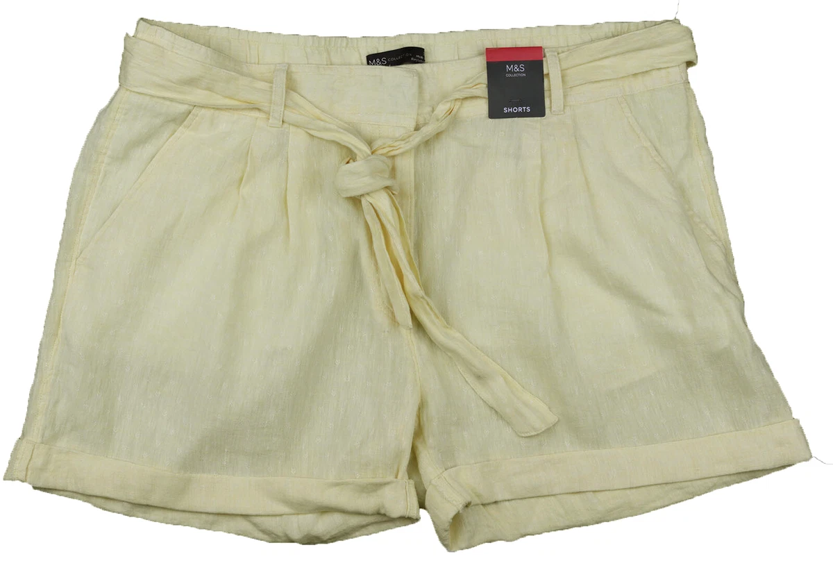 Short Jaune Marks & Spencer Femme Taille 16-18 (46-48) En Viscose, Coulisse