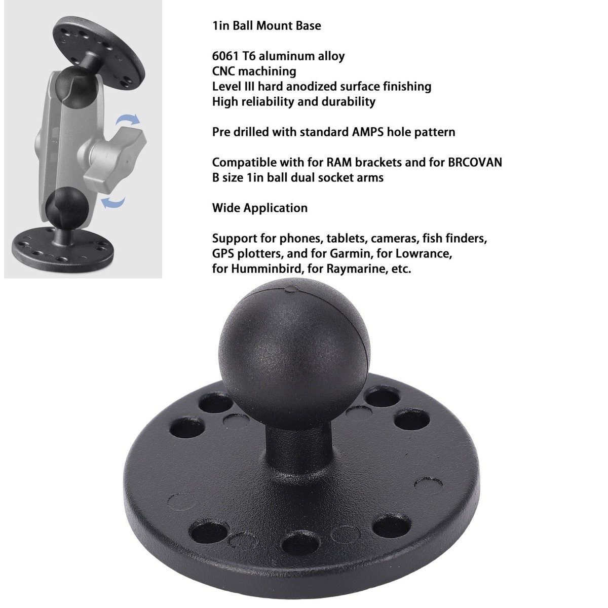 Projector Mount Ram Mount RAM Double Socket Standard Arm For 1-Inch ...