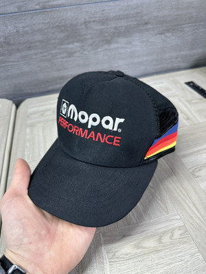 VINTAGE MOPAR PERFORMANCE 4 STRIPE MESH SNAPBACK TRUCKER HAT ADULT CAP
