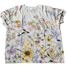 Talbots NWT 99.50 plus 3X Cream Floral Print Short Sleeve Knit Sweater Bin-O