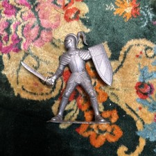 Louis Marx  Co. Vintage 1964 Large 6  Medieval Silver Knight Toy Soldier