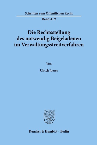 Die Rechtsstellung Des Notwendig Beigeladenen Im Verwaltungsstreitverfahren. Ulr-image