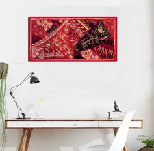 40" CELEBRATION GIFT VINTAGE ART DÉCOR SARI BEADED RUNNER WALL HANGING TAPESTRY