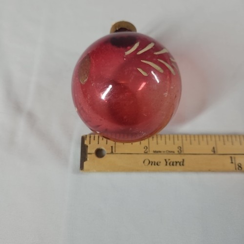 Vintage WWII Pink Unsilvered Christmas Ornament Paper Cap 3" Large Hand Painted - Picture 5 of 5