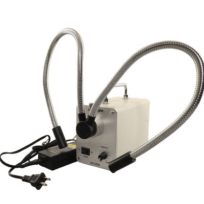 AMSCOPE LED-20W Dual Gooseneck Illuminator Light Microscope Fiber Optic