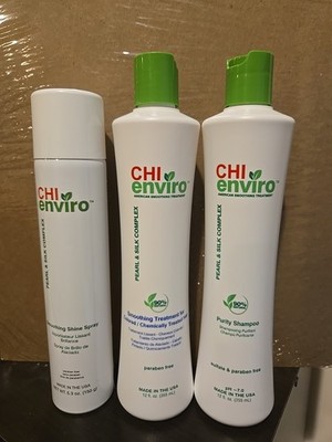 CHI enviro Smoothing treatment kit colored chemically Hair SPRAY,ShAmpoo 