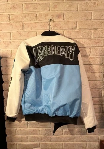 Riot Empire Bomber Jacket Size Medium Black Blue White Racing image 3