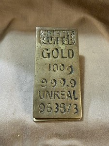 Novelty Brass Replica Of Gold Bar -  Paperweight Clip