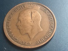 1930 George V British Halfpenny half-Penny - British 1/2p damaged