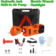 12V 5T Car Electric Hydraulic Floor-Jack w/ Impact Wrench Pump Workshop Garage