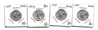 LOT OF FOUR DIFFERENT MERCURY DIMES  BU -CH BU  FLASHY WHITE COINS