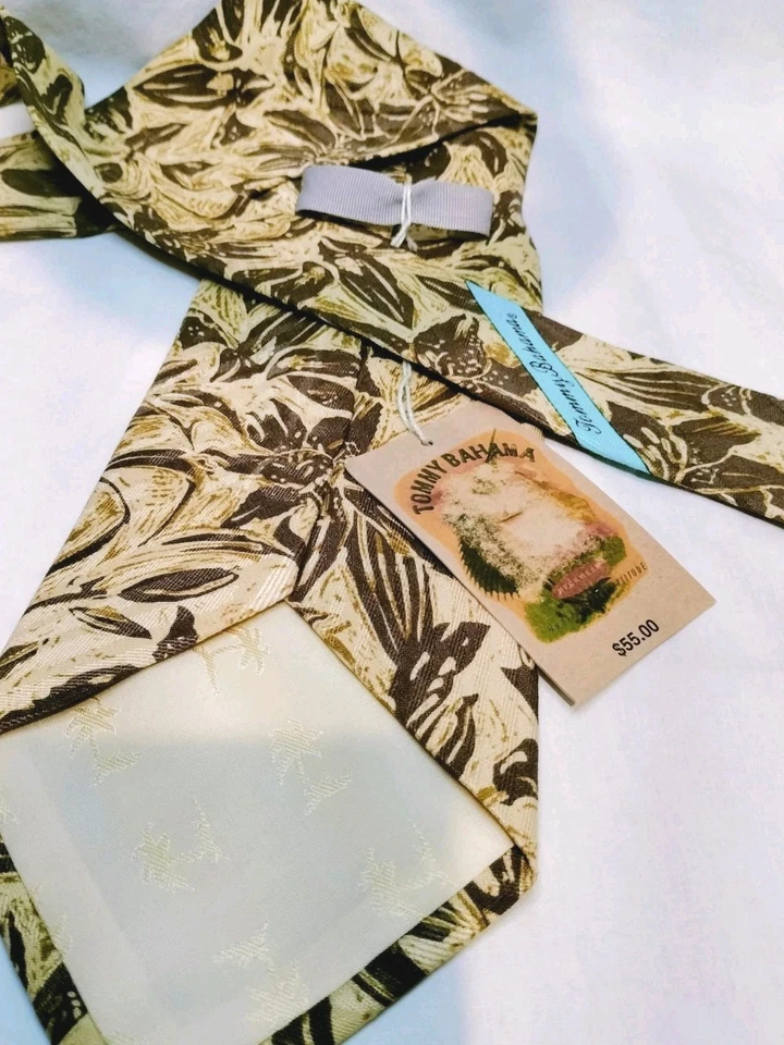 Corbata Tommy Bahama Para Hombre Floral Tabaco Seda Diseñador Marrón 56x4  Foto 2 de 4