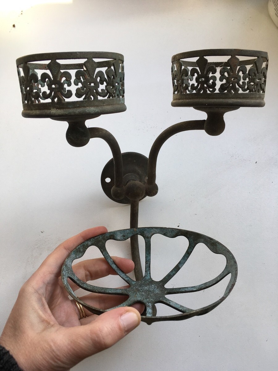 Rare Antique Victorian Brass Bathroom Soap Dish Candle