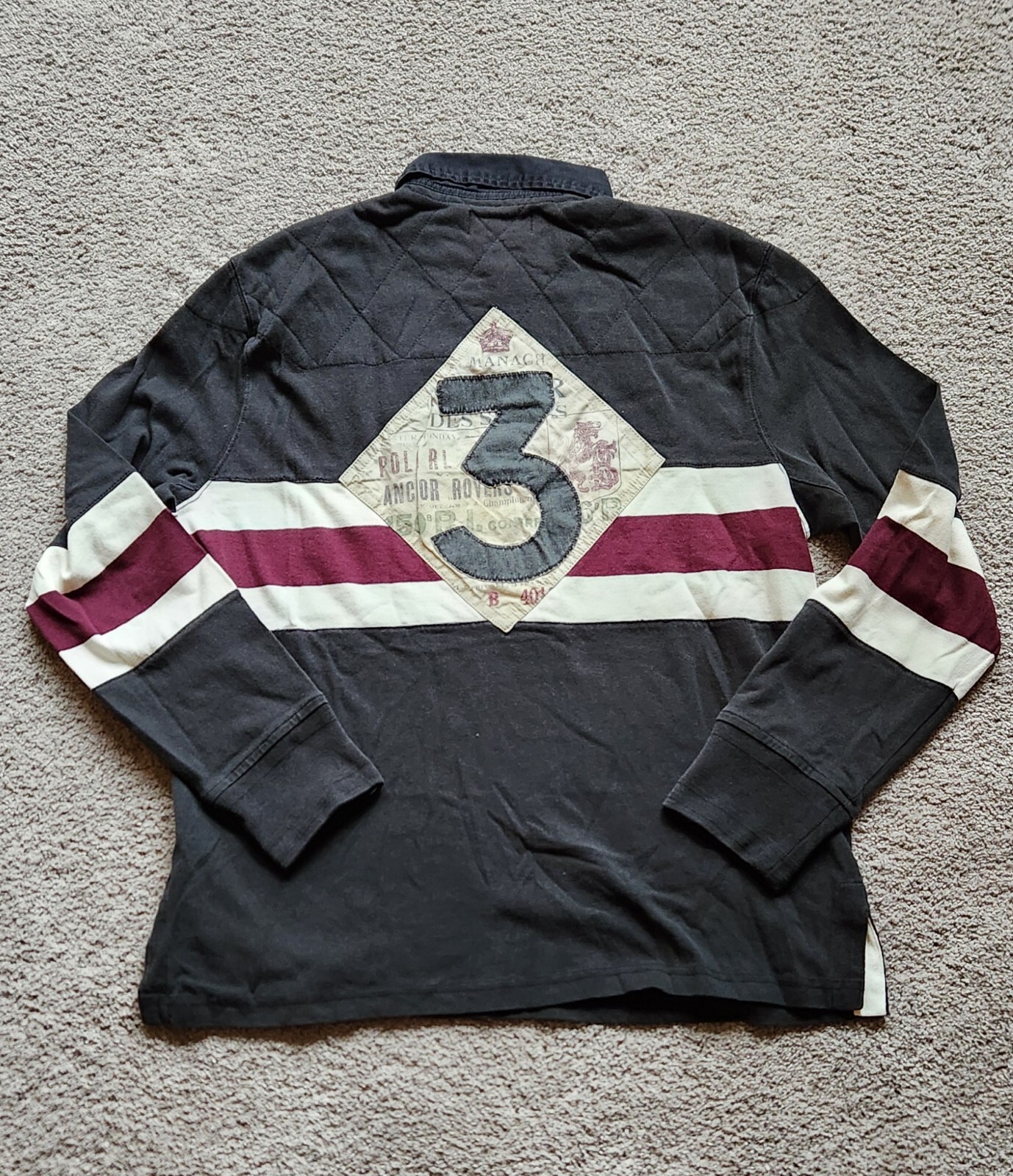 FILA Vintage Polo Ralph Lauren iconica trapuntata rugby M maglia blocco colore PRL crest #3