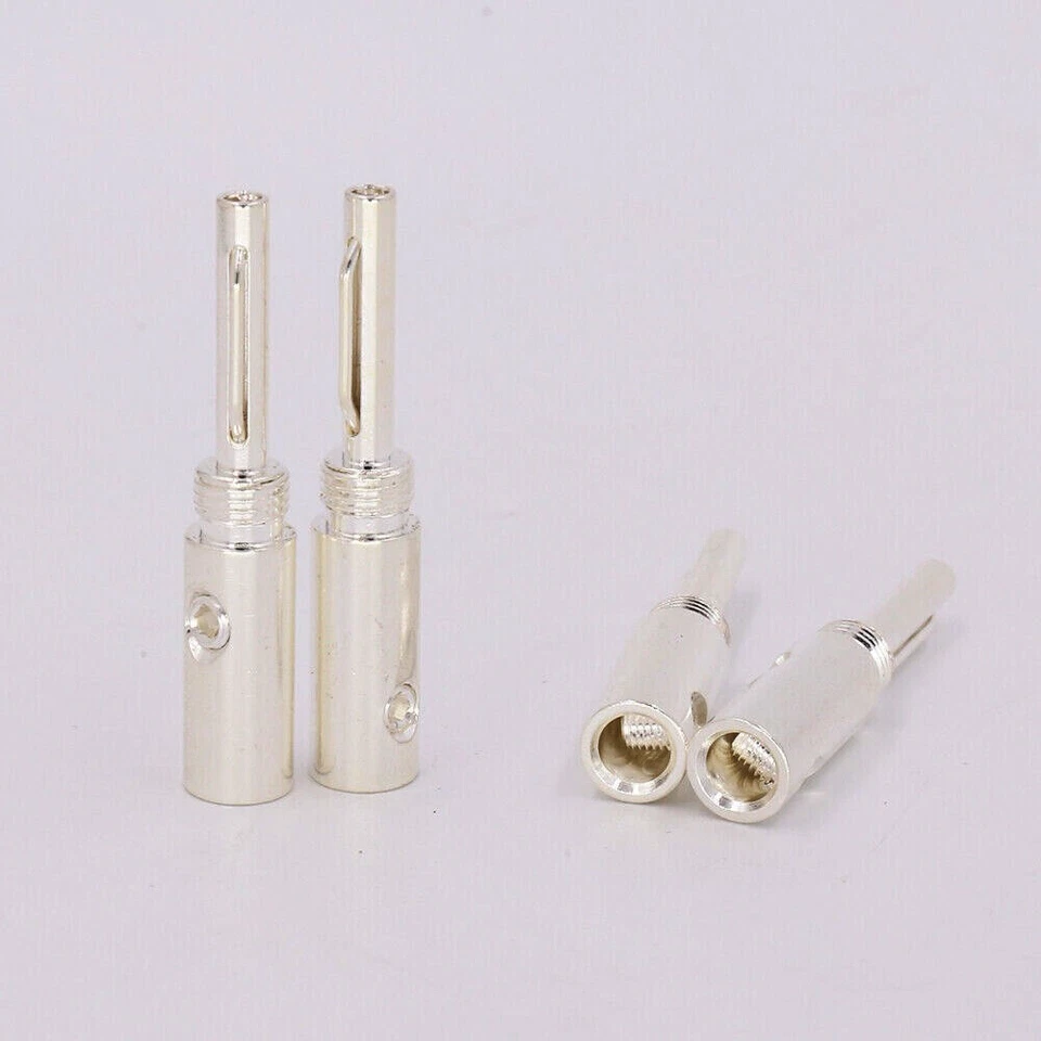 8 PIEZAS Cables de Altavoz Plateados Enchufes Banana HiFi Cable Banana Conectores NUEVO - Imagen 3 de 4