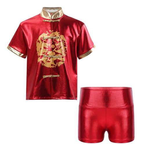 Kids Tai Chi Pants Kung Fu Suit Martial Tops With Shorts Girls Boys Outfit Art - Picture 17 of 35