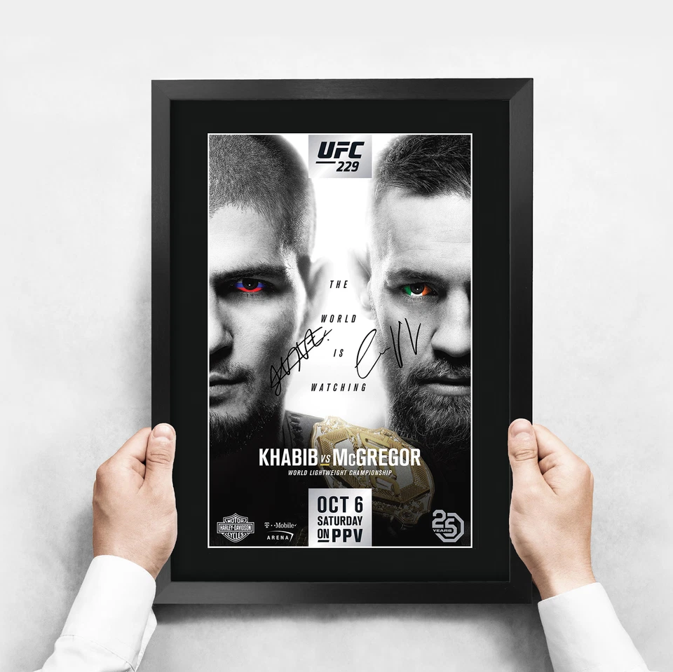 UFC 229 Fight Khabib Nurmagomedov vs Conor McGregor A3 Poster Framed Autograph - Image 3 of 4
