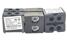 *Lot of 5* EAGLE CONNECTOR B-SERIES 85 AMP 600V STRIP 3/8" 2 POLE TERMINAL BLOCK