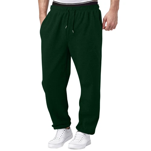 Herren Fleece gefütterte Jogginghose weites gerades Bein Hose unten Sweatpants Jogger - Bild 12 von 54