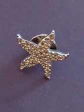F/Swarovski Orange Crystal Pave Starfish Lapel Pin Tie Tack Retired Signed Swan