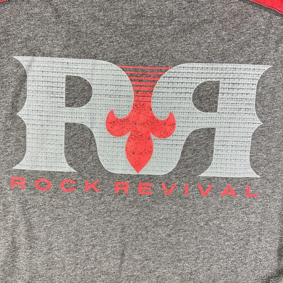 Camiseta con Capucha Rock Revival Hombres L Gris Rojo Henley Sudadera con Capucha Manga Larga Rockabilly* Foto 3 de 4