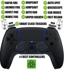 Black Pro Competition Smart Click Hair Triggers Best Modded Controller for PS5