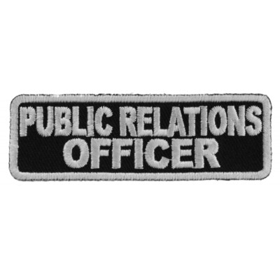Embroidered Patch (Iron-On) Club Position Public Relations Officer (White/Black)