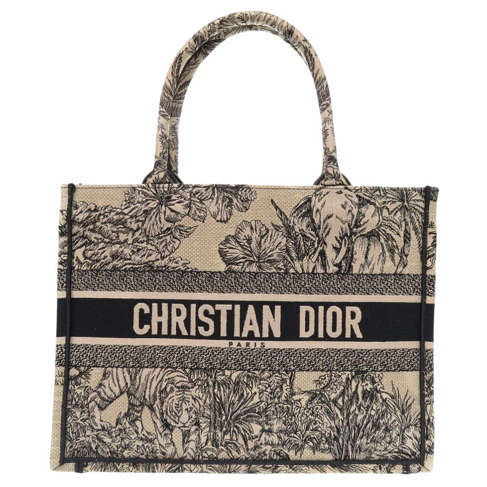 AUTHENTIQUE sac fourre tout Christian Dior Book MediumTote Bag beige noir toile