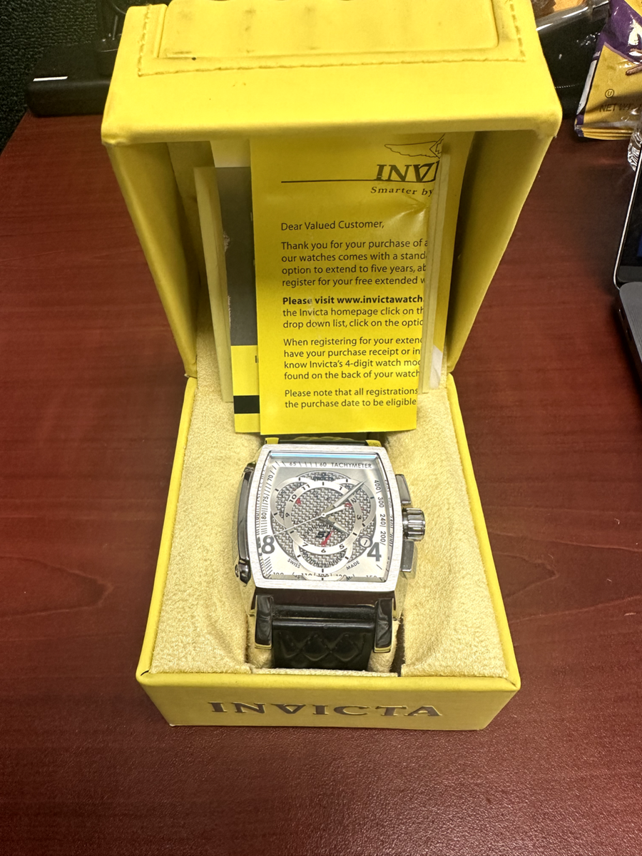Invicta Men's S1 Rally Swiss Chrono Silver Dial Black Genuine