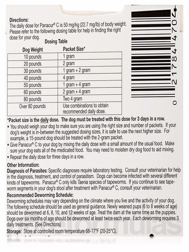 Buy Panacur C Canine Dewormer Fenbendazole Control Of Parasites On Dogs 3 Packets Online In Japan 301769309963