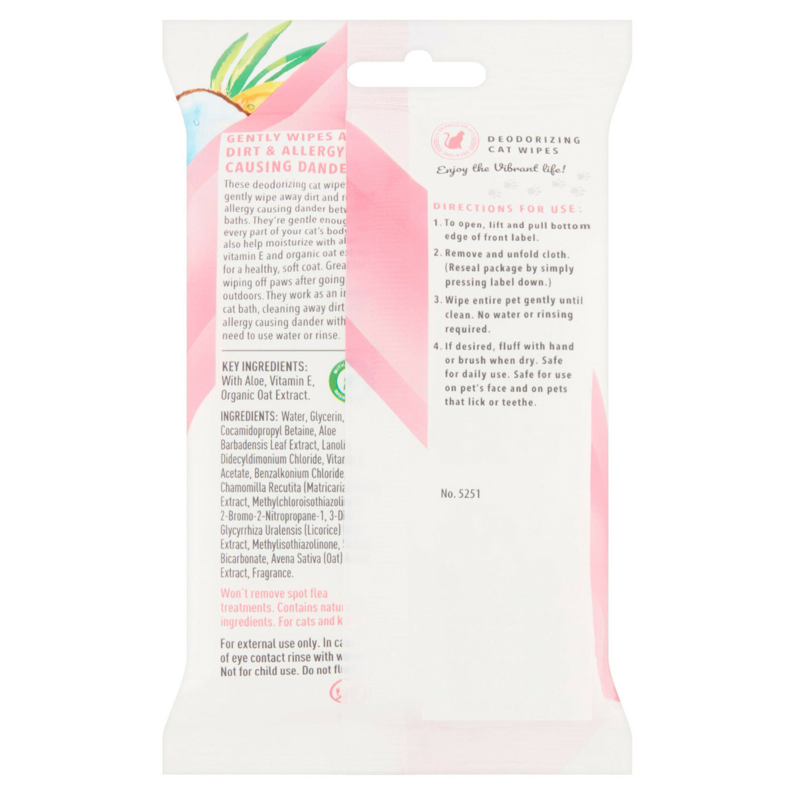 Vibrant Life 20 DEODORIZING WIPES w/ ALOE VITAMIN E Vanilla Coconut
