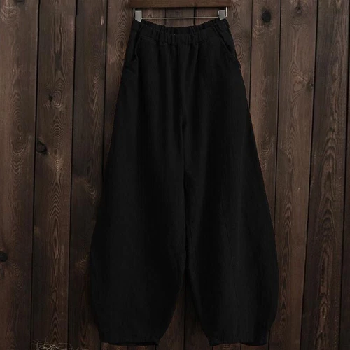 Damen Baumwolle Leinen Baggy Freizeit Haremshose Damen Sommer weites Bein Hose - Bild 16 von 25