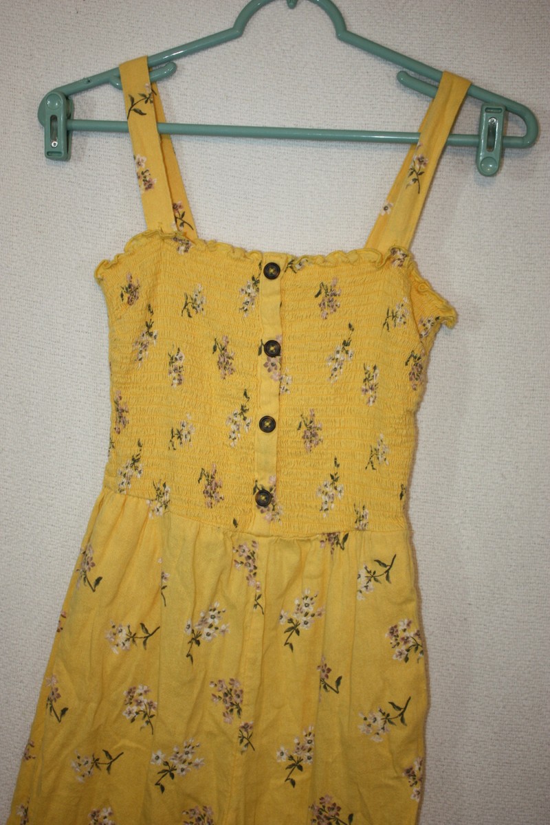 Hollister Sz XS Yellow Floral Tube Top Romper Pantsuit with