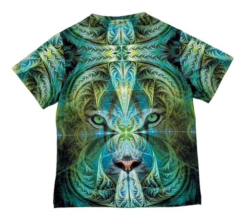 Psychedelic White Tiger Shirt Shamanic Totem Rave Festival PUMAYANA Men’s Sz S - Picture 5 of 8