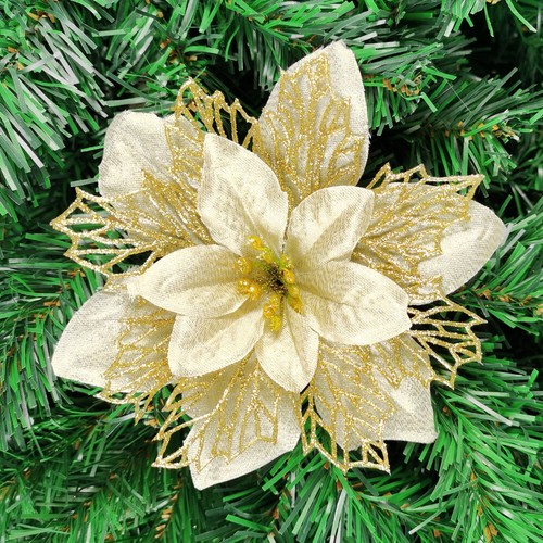 10X Large Poinsettia Glitter Flower Christmas Tree Hanging Party Xmas