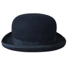 100 Wool Men's Women Black Bowler Hat Gentleman Formal Cap Fedora Hat S M L XL