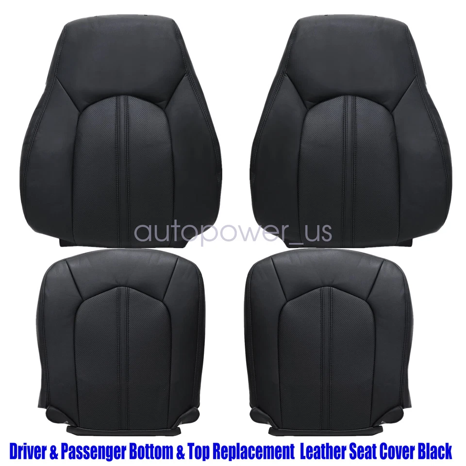 For 2008 2009-2013 Cadillac CTS Front Side Bottom-Top Leather Seat Cover Black - Image 3 of 4