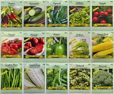 15 Pack Vegetable Garden Seeds - Deluxe Heirloom Variety Pack, Non-GMO, Perfe...