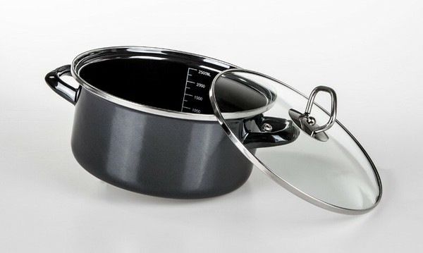 Gsw Bratentopf Profi-Black-Star Mit Glasdeckel 20Cm Induktion Schwarzes Design-image
